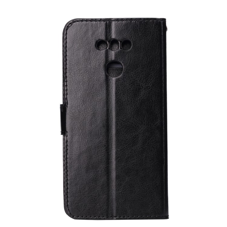 Crazy Horse Leather Wallet Case with ID/Credit Card Slots for LG G6 - Black-3