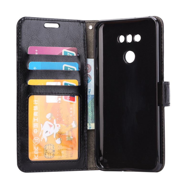 Crazy Horse Leather Wallet Case with ID/Credit Card Slots for LG G6 - Black-4