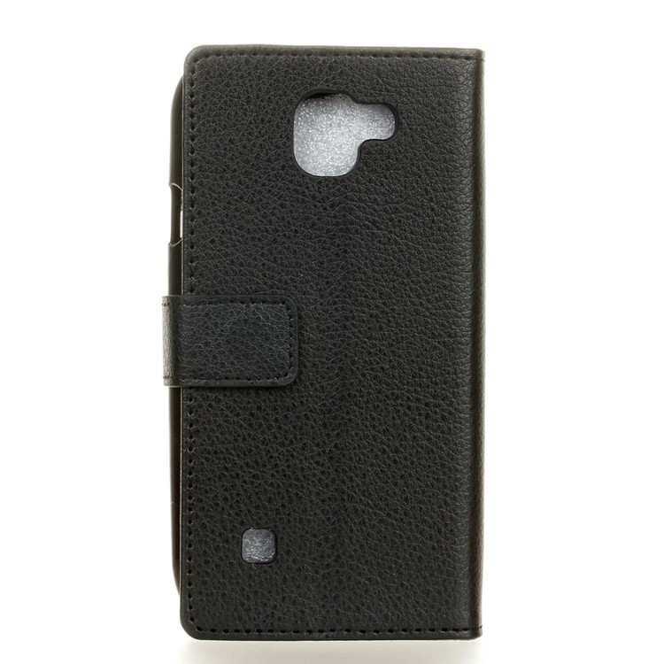 Litchi Grain Leather Stand Wallet Mobile Case for LG K3 2017 - Black-3