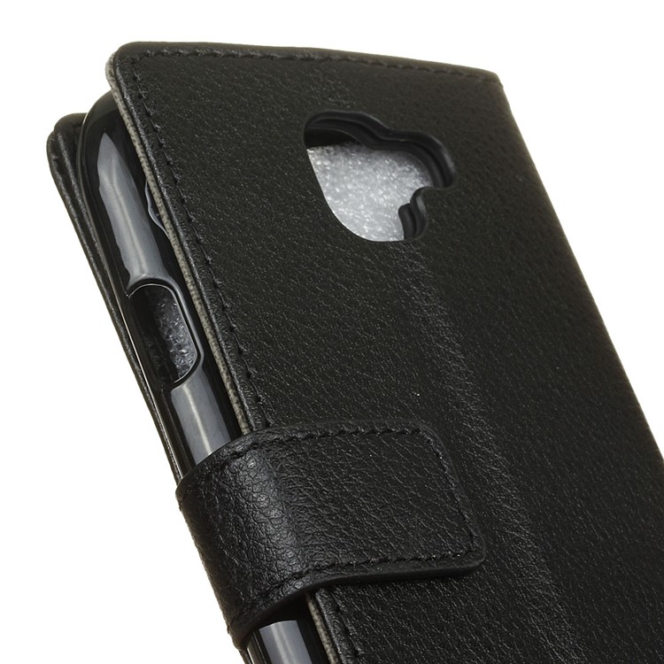 Litchi Grain Leather Stand Wallet Mobile Case for LG K3 2017 - Black-4