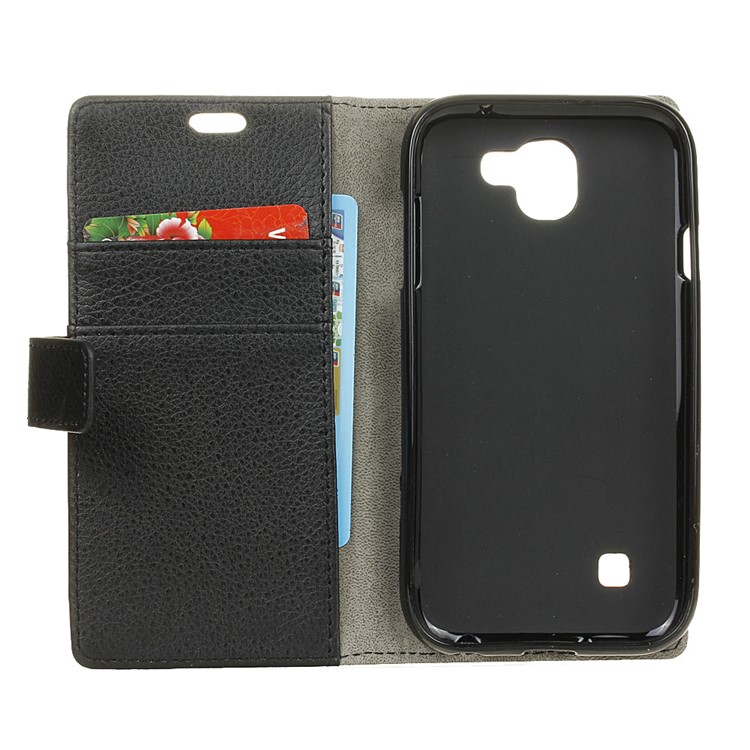 Litchi Grain Leather Stand Wallet Mobile Case for LG K3 2017 - Black-5