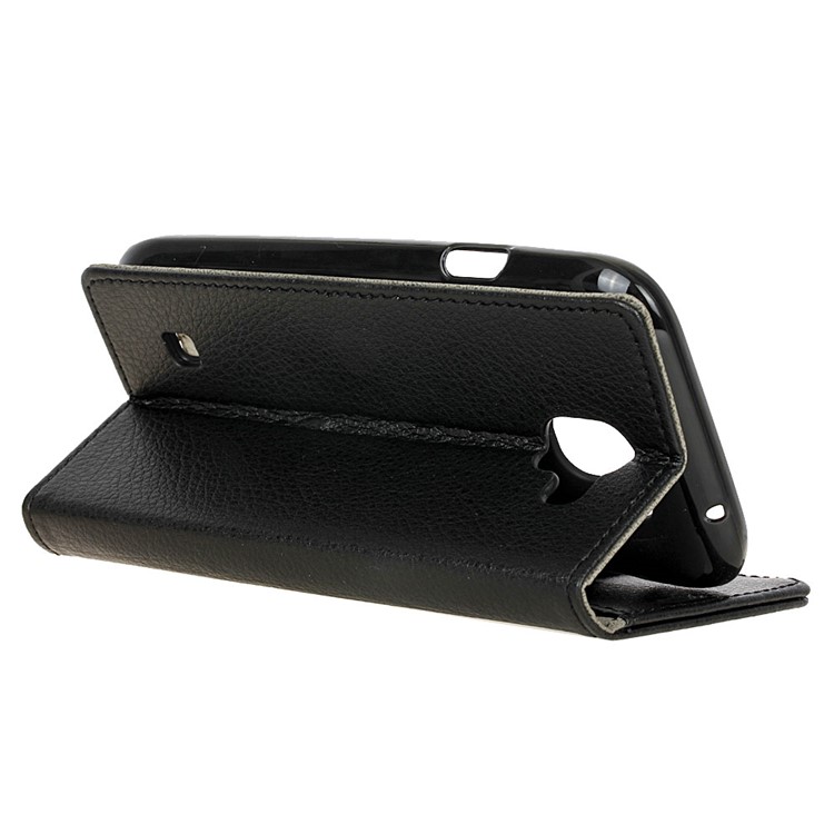 Litchi Grain Leather Stand Wallet Mobile Case for LG K3 2017 - Black-7