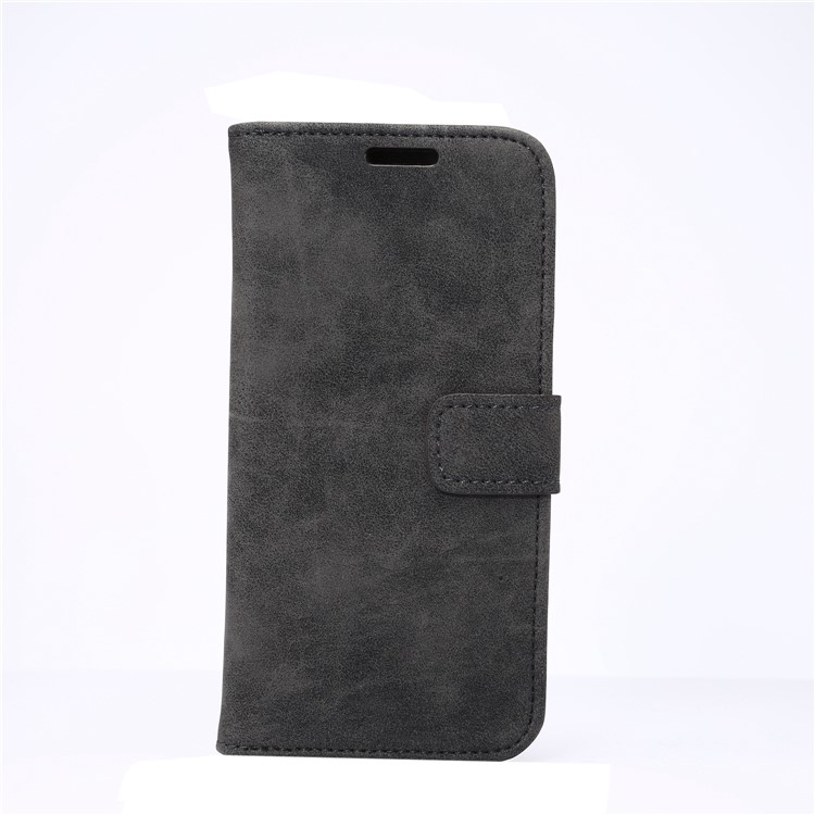 Retro Style Leather Wallet Stand Case for LG G6 - Black-2