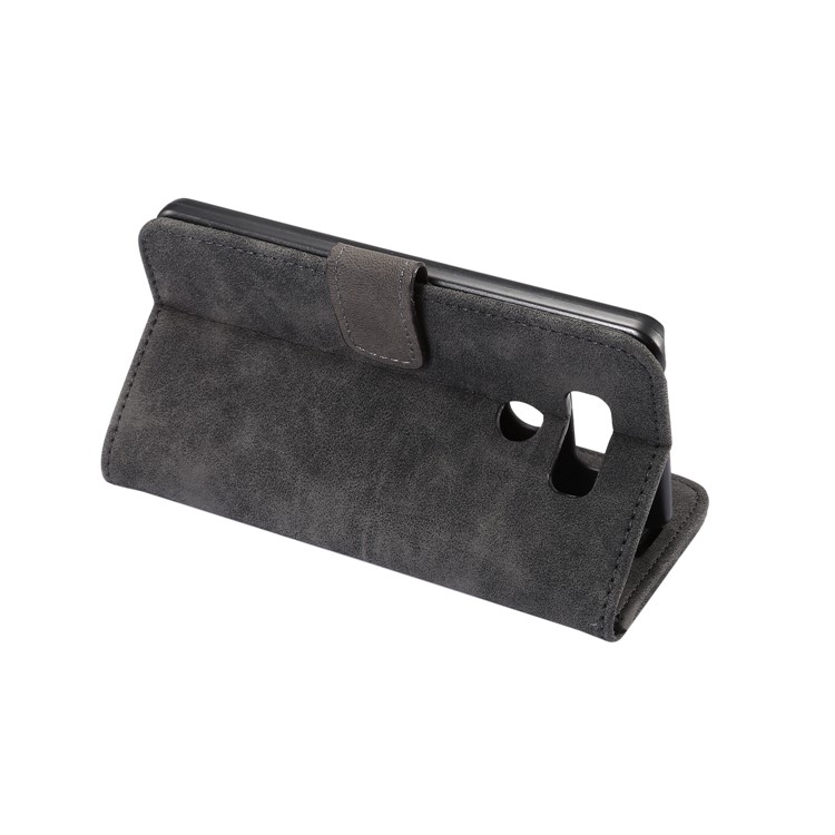 Retro Style Leather Wallet Stand Case for LG G6 - Black-5