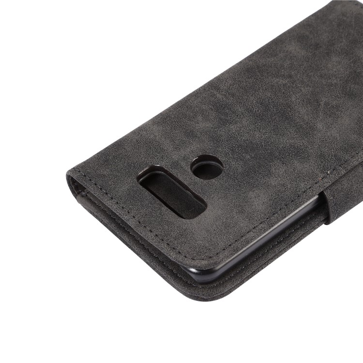 Retro Style Leather Wallet Stand Case for LG G6 - Black-7