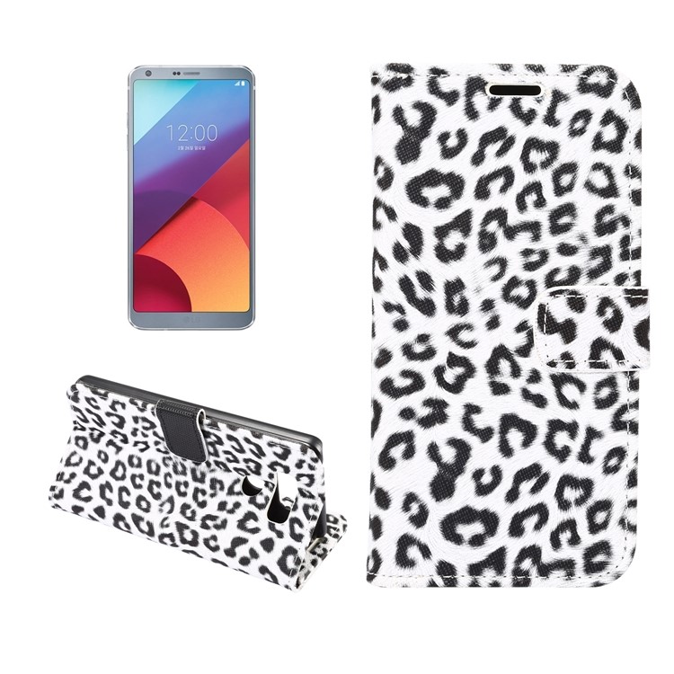 For LG G6 Leopard Pattern Leather Wallet Mobile Phone Case - White-1