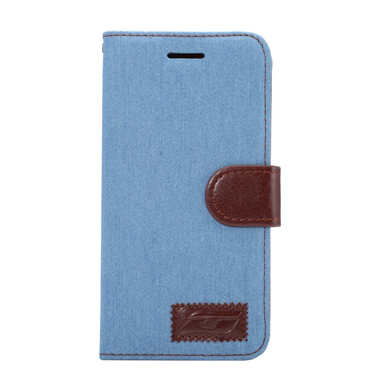 Jeans Cloth Leather Stand Card Holder Case for LG G6 - Baby Blue-2