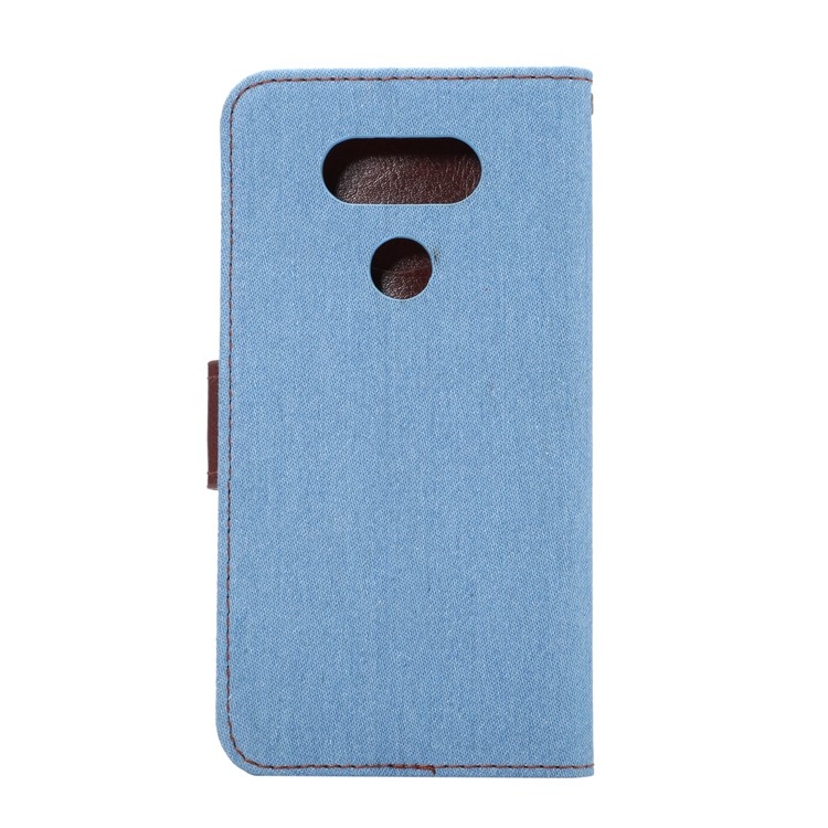 Jeans Cloth Leather Stand Card Holder Case for LG G6 - Baby Blue-3
