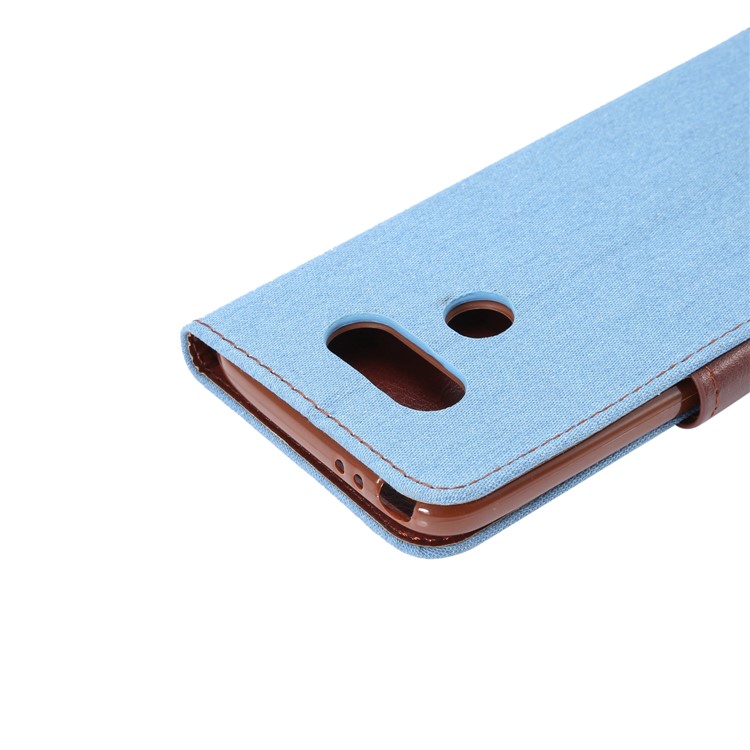 Jeans Cloth Leather Stand Card Holder Case for LG G6 - Baby Blue-6