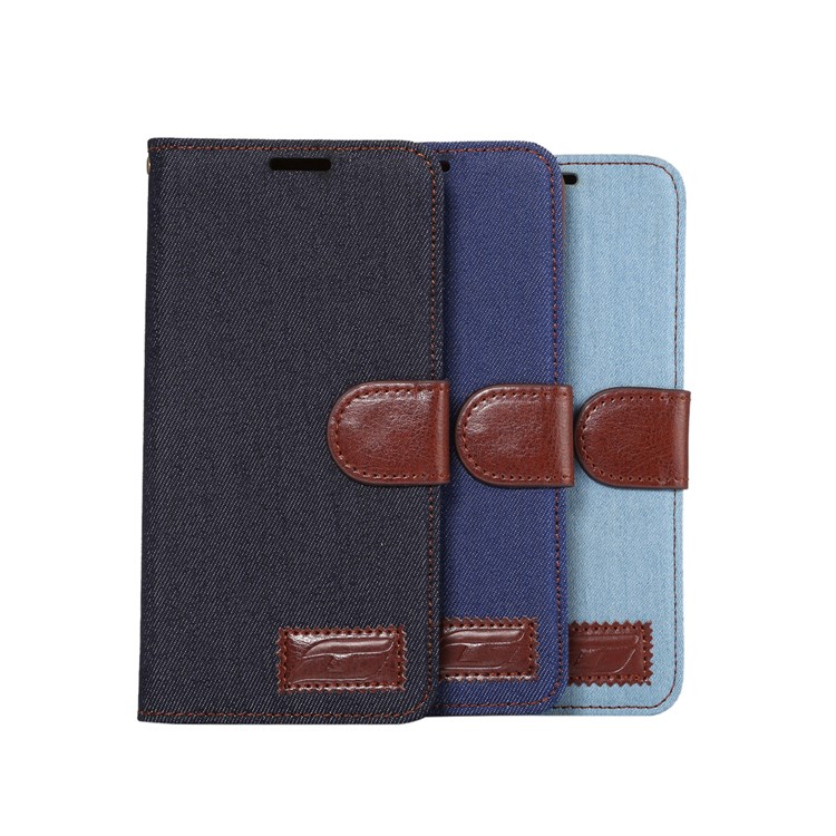 Jeans Cloth Leather Stand Card Holder Case for LG G6 - Baby Blue-8