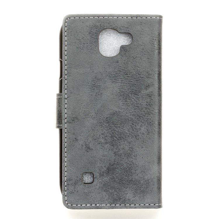 Vintage Style Wallet Leather Cell Phone Case for LG K3 (2017) - Grey-3
