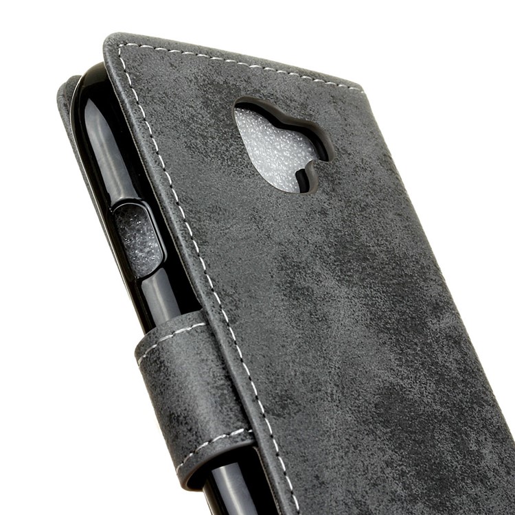 Vintage Style Wallet Leather Cell Phone Case for LG K3 (2017) - Grey-4