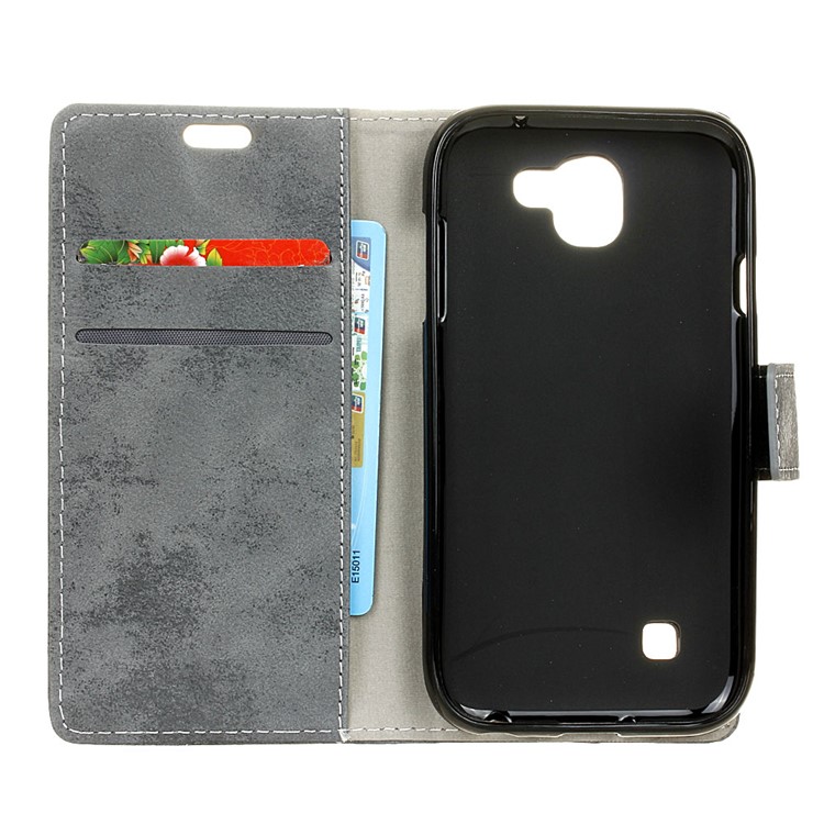 Vintage Style Wallet Leather Cell Phone Case for LG K3 (2017) - Grey-5