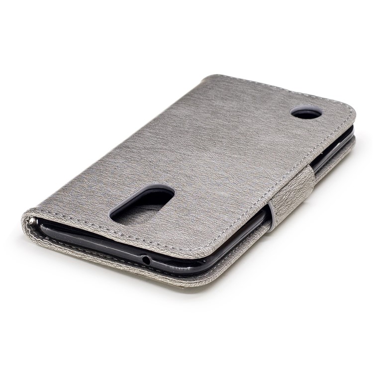 Imprinted Butterflies Flowers Leather Wallet Case Stand for LG K10 (2017)- Grey-7