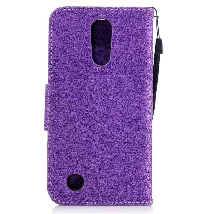 Butterflies Flowers Imprinted Pattern Leather Wallet Phone Shell with Strap for LG K10 (2017) - Purple-3