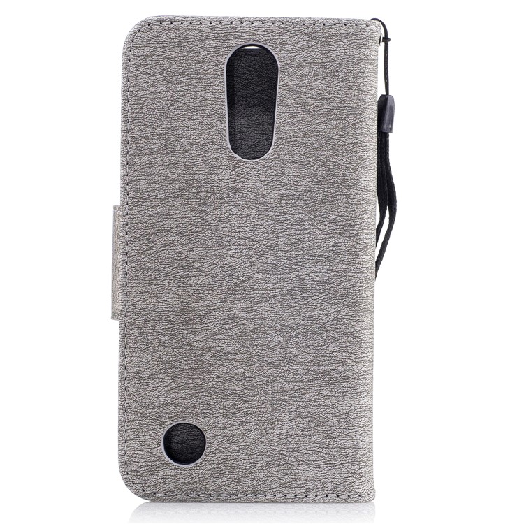 For LG K10 (2017) Imprinted Bear Warning Words Pattern Leather Wallet Protective Case - Grey-3