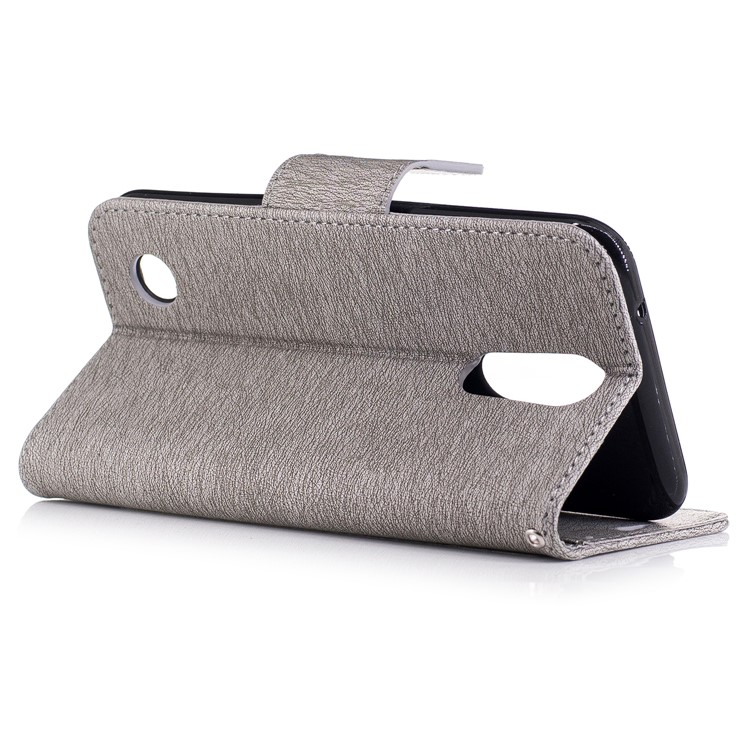 For LG K10 (2017) Imprinted Bear Warning Words Pattern Leather Wallet Protective Case - Grey-4