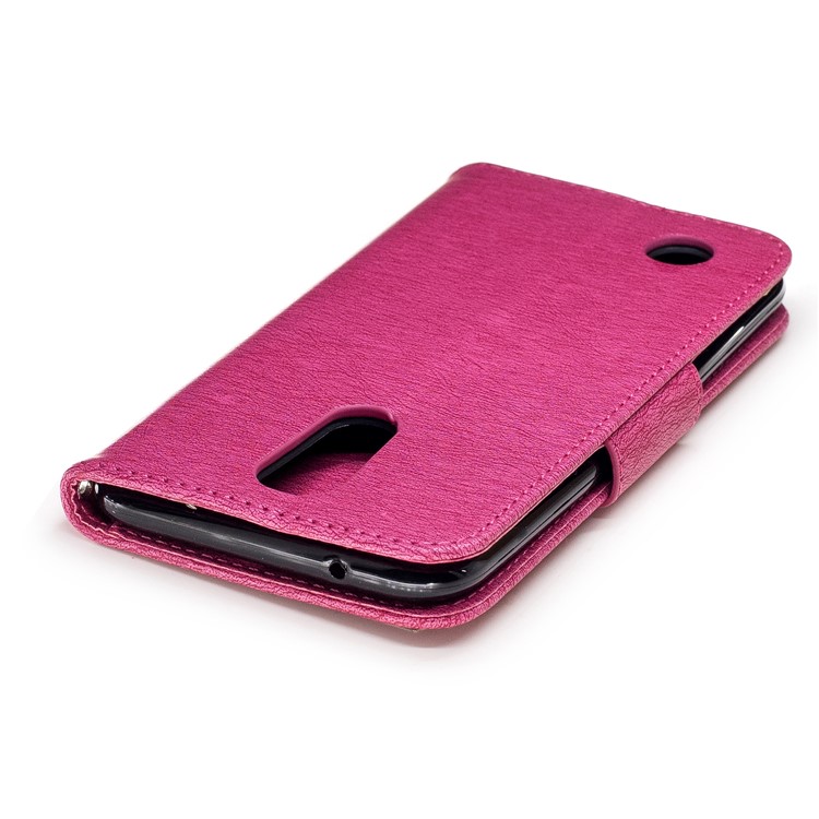 Bear Warning Words Imprinted Pattern Leather Wallet Phone Shell for LG K10 (2017) - Rose-7