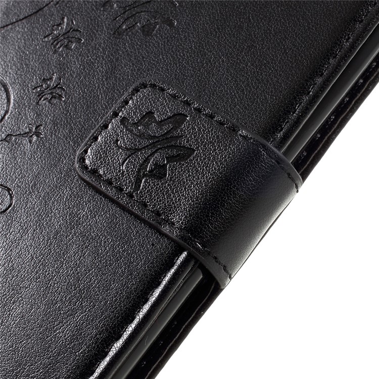 For LG K8 (2017) Butterfly Flower Imprinted Wallet Leather Case with Stand - Black-10