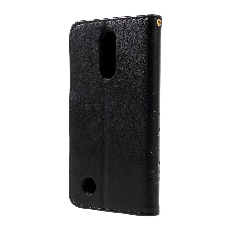 For LG K8 (2017) Butterfly Flower Imprinted Wallet Leather Case with Stand - Black-2