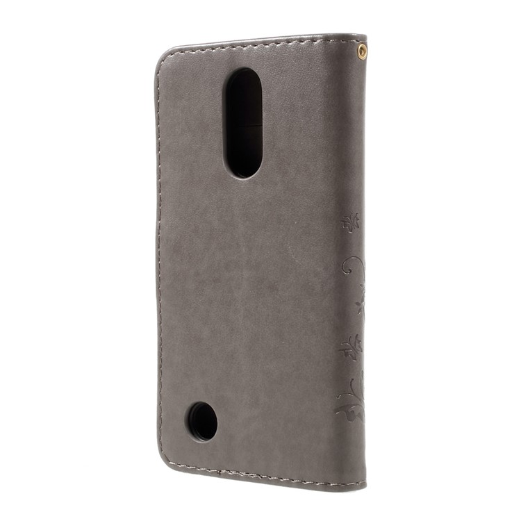 Butterfly Flower Imprinted Wallet Leather Phone Case Stand for LG K8 (2017) - Grey-3