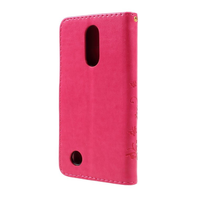 Butterfly Flower Imprinted Stand Leather Wallet Phone Case for LG K8 (2017) - Rose-3