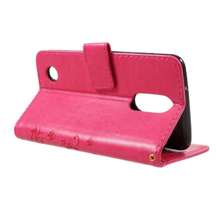 Butterfly Flower Imprinted Stand Leather Wallet Phone Case for LG K8 (2017) - Rose-5