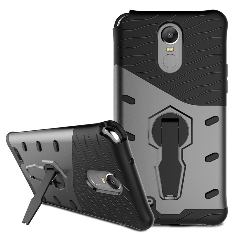 360-Degree Rotary Kickstand Armor PC + TPU Back Case for LG Stylus 3 - Grey-1