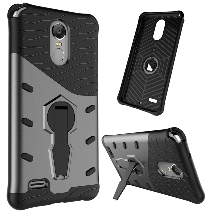 360-Degree Rotary Kickstand Armor PC + TPU Back Case for LG Stylus 3 - Grey-11
