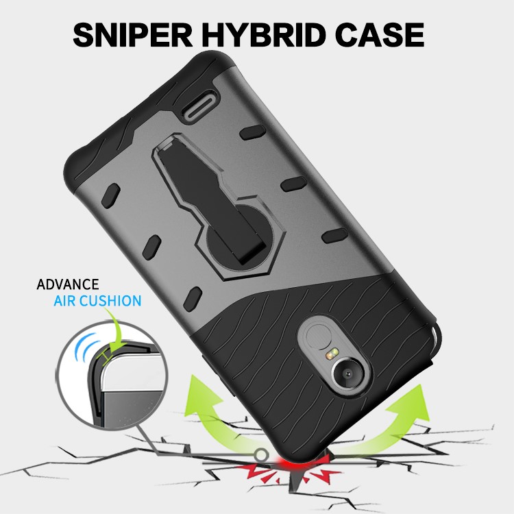 360-Degree Rotary Kickstand Armor PC + TPU Back Case for LG Stylus 3 - Grey-12