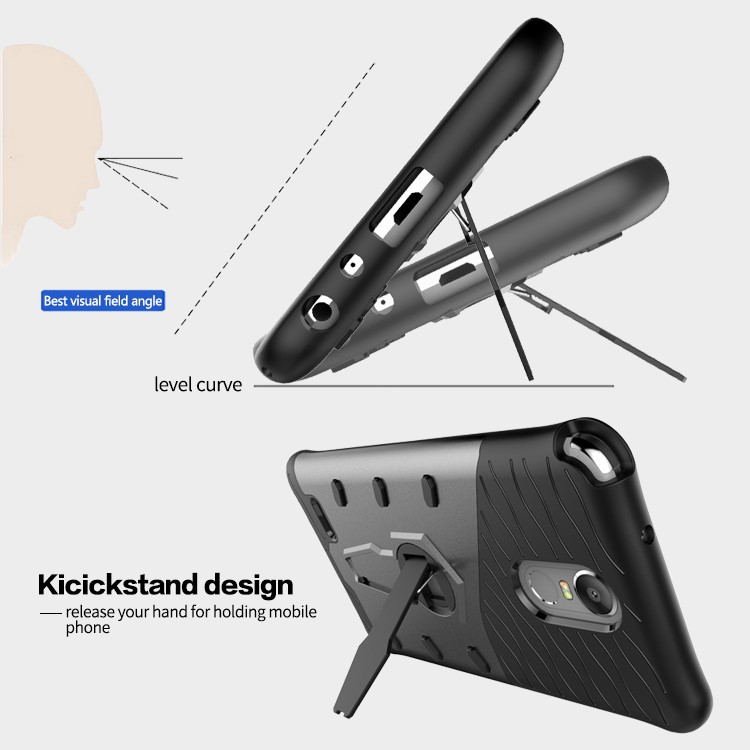 360-Degree Rotary Kickstand Armor PC + TPU Back Case for LG Stylus 3 - Grey-13