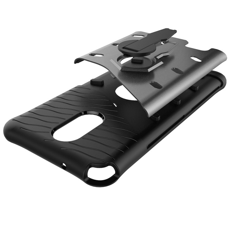 360-Degree Rotary Kickstand Armor PC + TPU Back Case for LG Stylus 3 - Grey-8