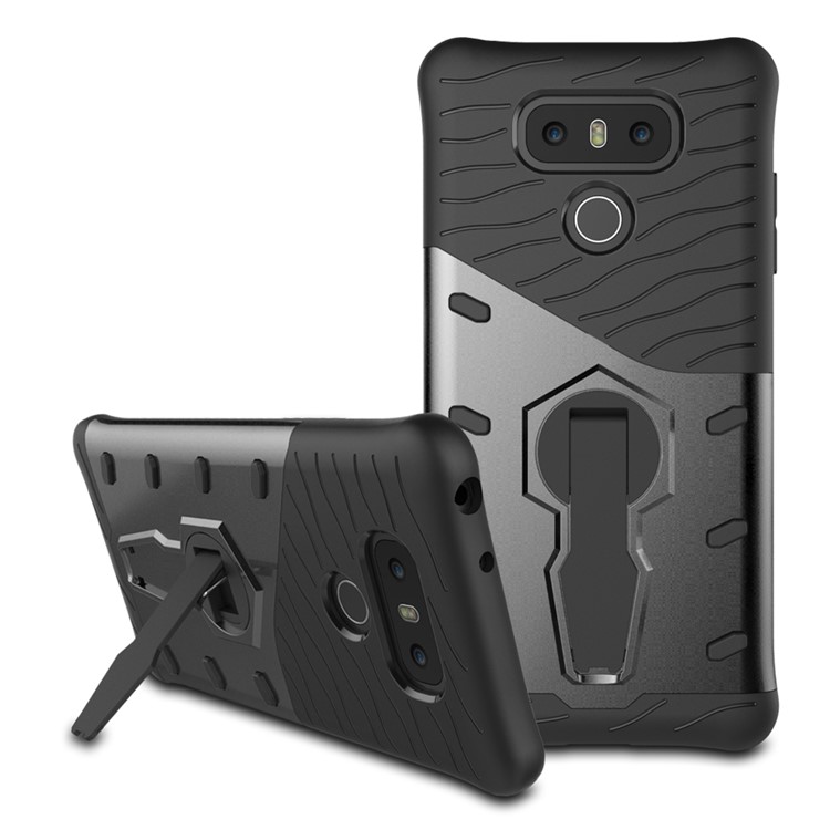 360-Degree Rotary Kickstand Armor PC + TPU Mobile Phone Case for LG G6 - Grey-1