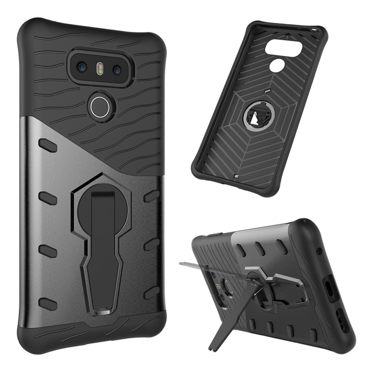 360-Degree Rotary Kickstand Armor PC + TPU Mobile Phone Case for LG G6 - Grey-11