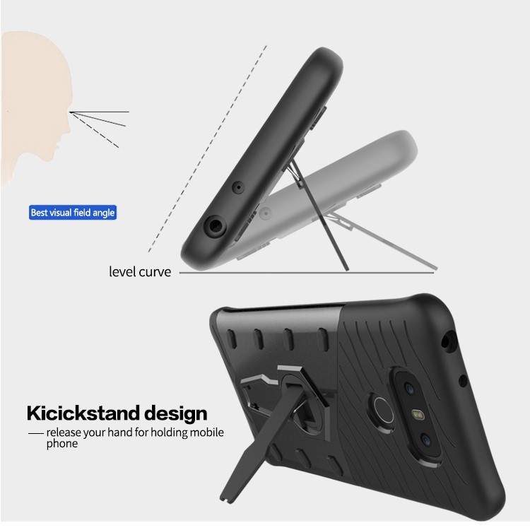 360-Degree Rotary Kickstand Armor PC + TPU Mobile Phone Case for LG G6 - Grey-13