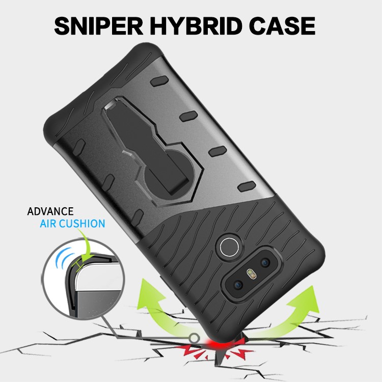 360-Degree Rotary Kickstand Armor PC + TPU Mobile Phone Case for LG G6 - Grey-14