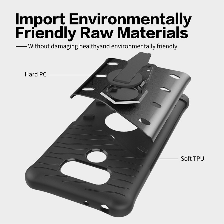 360-Degree Rotary Kickstand Armor PC + TPU Mobile Phone Case for LG G6 - Grey-17