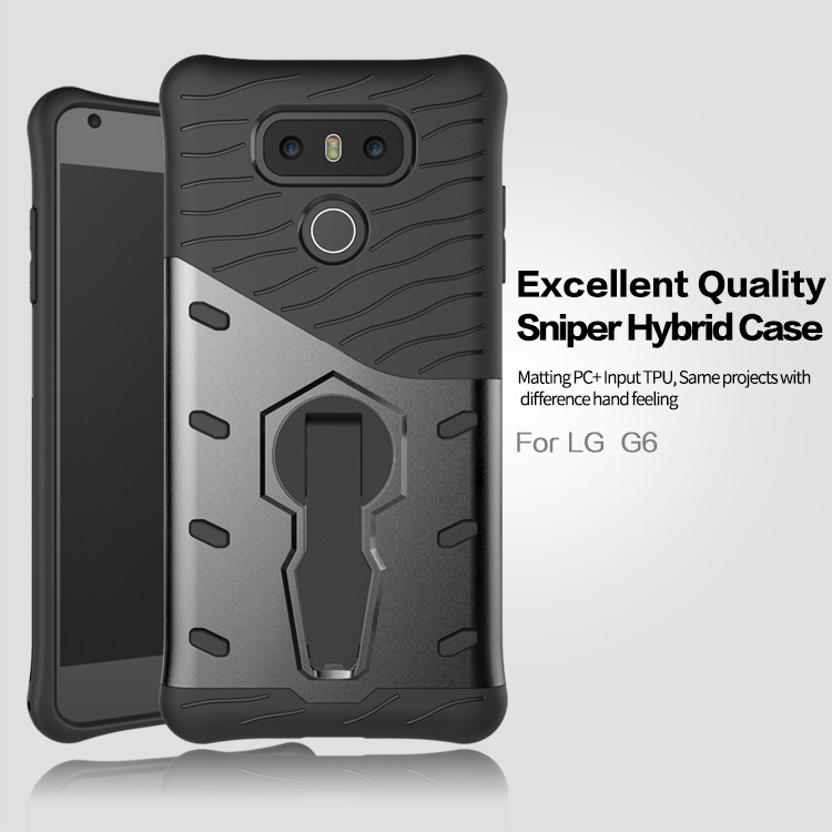360-Degree Rotary Kickstand Armor PC + TPU Mobile Phone Case for LG G6 - Grey-18