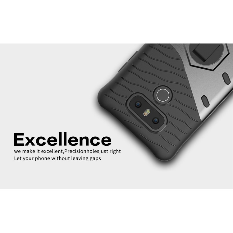 360-Degree Rotary Kickstand Armor PC + TPU Mobile Phone Case for LG G6 - Grey-19