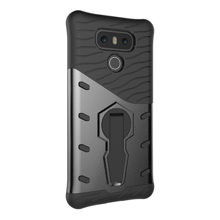 360-Degree Rotary Kickstand Armor PC + TPU Mobile Phone Case for LG G6 - Grey-3