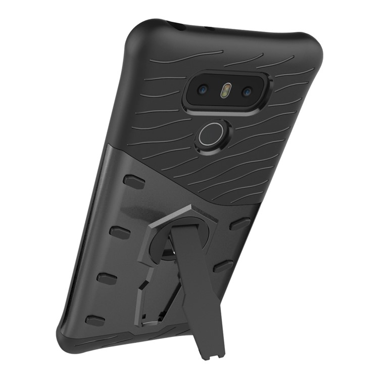 360-Degree Rotary Kickstand Armor PC + TPU Mobile Phone Case for LG G6 - Grey-4