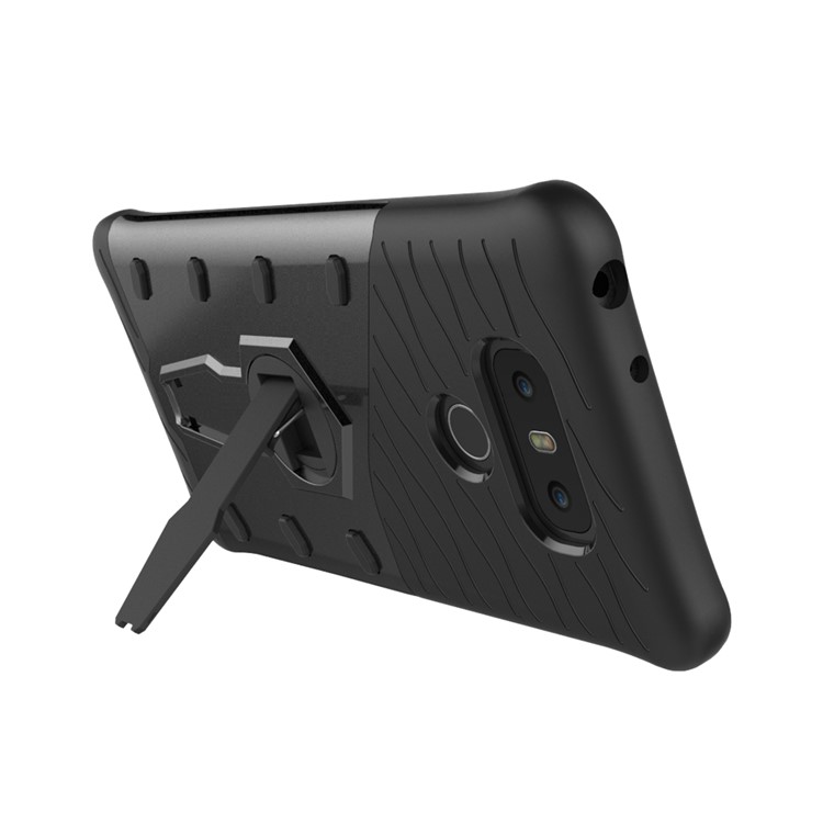 360-Degree Rotary Kickstand Armor PC + TPU Mobile Phone Case for LG G6 - Grey-6