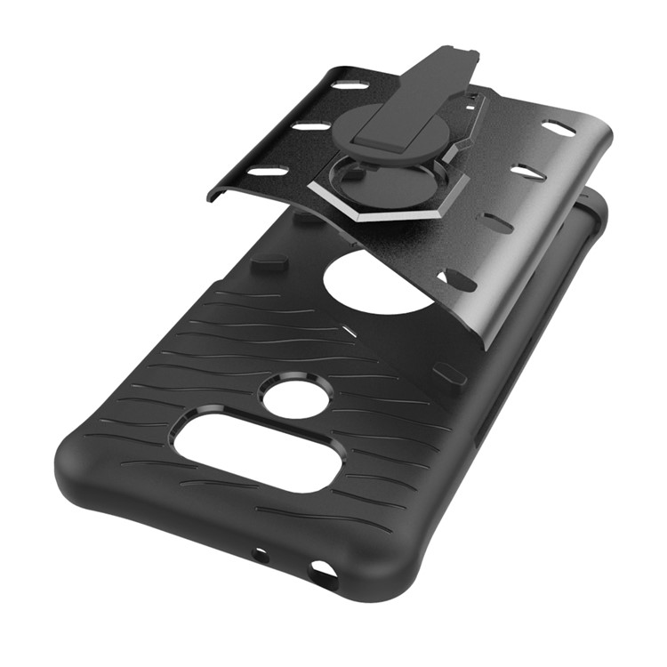 360-Degree Rotary Kickstand Armor PC + TPU Mobile Phone Case for LG G6 - Grey-9