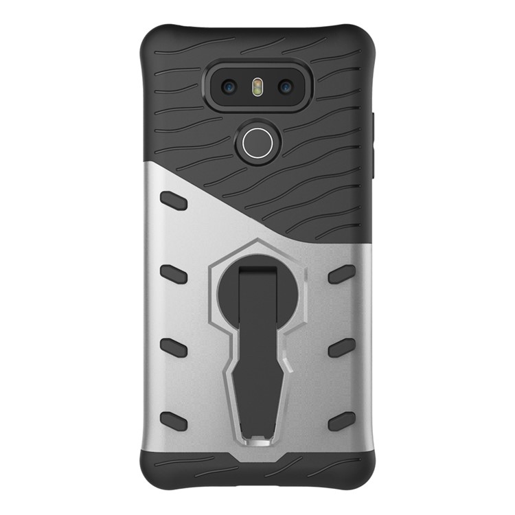 Armor Hybrid PC + TPU 360-Degree Rotary Kickstand Back Case for LG G6 - Silver-2