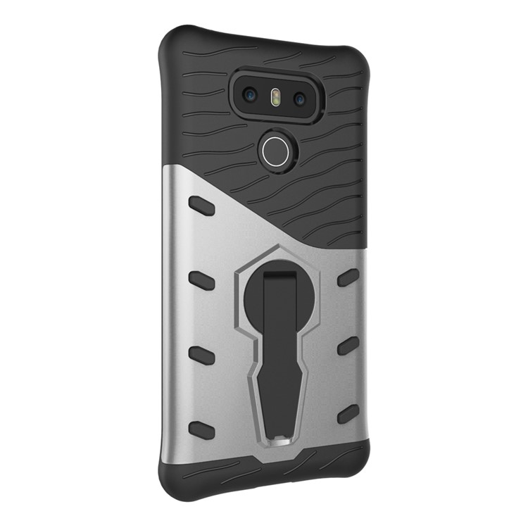 Armor Hybrid PC + TPU 360-Degree Rotary Kickstand Back Case for LG G6 - Silver-3