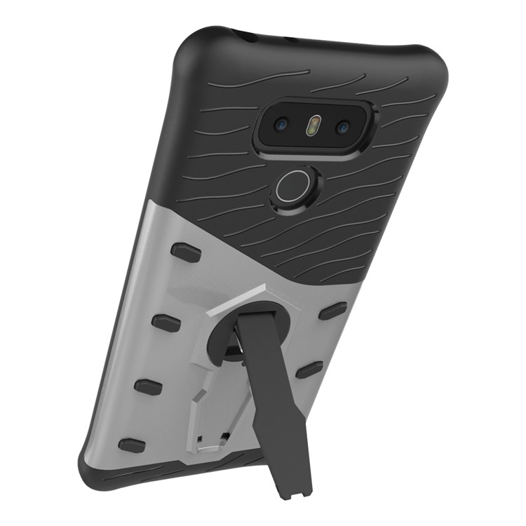Armor Hybrid PC + TPU 360-Degree Rotary Kickstand Back Case for LG G6 - Silver-4
