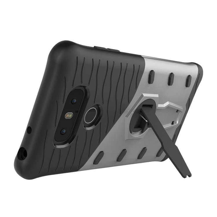 Armor Hybrid PC + TPU 360-Degree Rotary Kickstand Back Case for LG G6 - Silver-5
