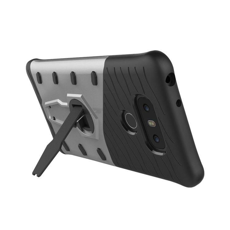 Armor Hybrid PC + TPU 360-Degree Rotary Kickstand Back Case for LG G6 - Silver-6