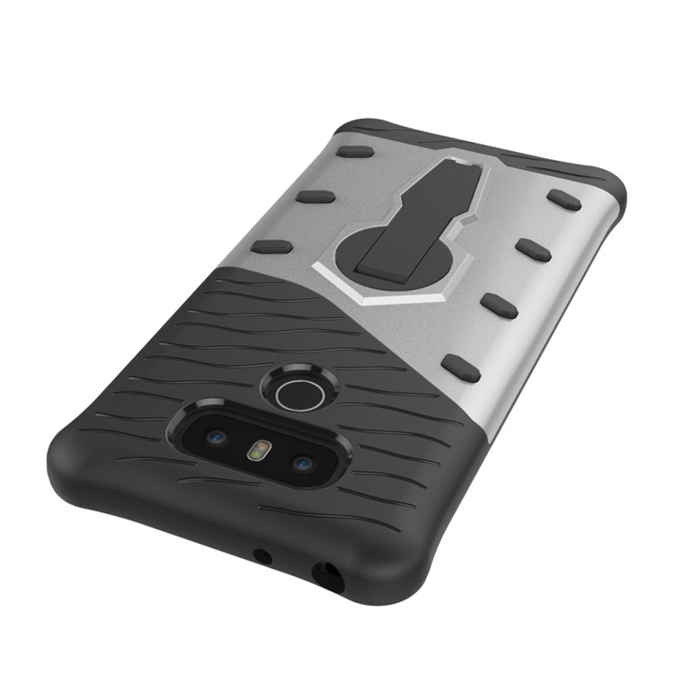 Armor Hybrid PC + TPU 360-Degree Rotary Kickstand Back Case for LG G6 - Silver-8