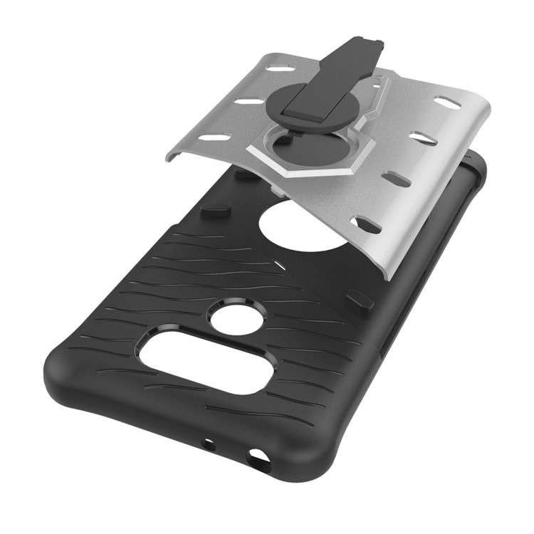 Armor Hybrid PC + TPU 360-Degree Rotary Kickstand Back Case for LG G6 - Silver-9